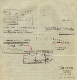 Podanie dowódcy 55 Poznańskiego Pułku Piechoty płk, Stefana Roweckiego