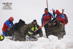 1. Tytuł tematu: szkolenie „Ski Tour”
2. Opis obrazu: kurs z zakresu technik transportowych stosowanych w ochronie granicy państwowej z udziałem funkcjonariuszy Bieszczadzkiego Oddziału Straży Granicznej oraz ratowników Grupy Bieszczadzkiej Górskiego Ochotniczego Pogotowia Ratunkowego. Funkcjonariusze i ratownicy podczas kursu 
3. Data wydarzenia: luty 2009 r. 
4. Osoby widoczne: brak danych
5. Hasła przedmiotowe: Straż Graniczna, szkolenie
6. Opis techniczny: zdjęcie cyfrowe, kolorowe
7. Autor: Krzysztof Niemiec
8. Miejsce przechowywania/właściciel: Archiwum Straży Granicznej w Szczecinie