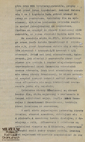 1. Tytuł: raport
2. Treść: początki funkcjonowania Straży Granicznej
3. Hasła przedmiotowe: Straż Graniczna
4. Wytwórca: dowódca Straży Granicznej płk Adolf Małyszko
5. Czas powstania: 12.03.1919 r.
6. Miejsce sporządzenia: Polska, Warszawa
7. Materiał i technika wykonania: maszynopis
8. Wymiary: 21 x 32 cm
9. Stan zachowania: dobry
10. Miejsce przechowywania/właściciel: Archiwum Straży Granicznej w Szczecinie