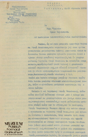 1. Tytuł: raport
2. Treść: początki funkcjonowania Straży Granicznej
3. Hasła przedmiotowe: Straż Graniczna
4. Wytwórca: dowódca Straży Granicznej płk Adolf Małyszko
5. Czas powstania: 12.03.1919 r.
6. Miejsce sporządzenia: Polska, Warszawa
7. Materiał i technika wykonania: maszynopis
8. Wymiary: 21 x 32 cm.
9. Stan zachowania: dobry
10. Miejsce przechowywania/właściciel: Archiwum Straży Granicznej w Szczecinie