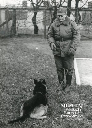 1. Tytuł tematu: psy służbowe 
2. Opis obrazu: trening psa służbowego
3. Data wydarzenia: lata 80. XX w.
4. Osoby widoczne: st. sierż. szt. Szczepan Buśko  
5. Hasła przedmiotowe: Wojska Ochrony Pogranicza, szkolenie 
6. Opis techniczny: 13 cm × 18 cm, oryginał, czarnobiałe
7. Autor: Krzysztof Niemiec 
8. Miejsce przechowywania/właściciel: Archiwum Straży Granicznej w Szczecinie
