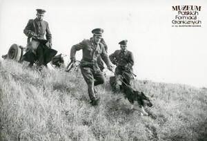 1. Tytuł tematu: psy służbowe 
2. Opis obrazu: żołnierze Wojsk Ochrony Pogranicza podczas pościgu z udziałem psa służbowego 
3. Data wydarzenia: lata 60. XX w.
4. Osoby widoczne: brak danych 
5. Hasła przedmiotowe: Wojska Ochrony Pogranicza, ochrona fizyczna
6. Opis techniczny: 18 cm × 13 cm, oryginał, czarnobiałe
7. Autor: brak danych
8. Miejsce przechowywania/właściciel: Archiwum Straży Granicznej w Szczecinie