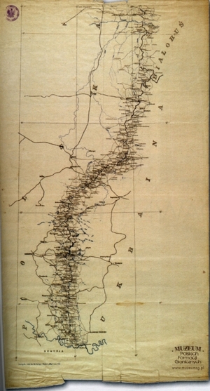 Mapa granicy wschodniej Rzeczypospolitej Polskiej wyznaczonej w myśl traktu ryskiego przez mieszaną komisję graniczną, 1923 r., AGAD, Zb. Kart. 108-5,
