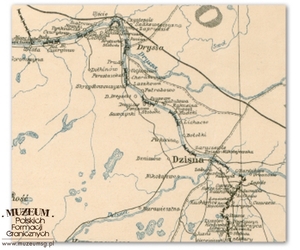 Mapa granicy wschodniej Rzeczypospolitej Polskiej wyznaczonej w myśl traktu ryskiego przez mieszaną komisję graniczną, 1923 r., AGAD, Zb. Kart. 108-5,